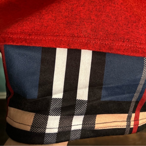 NWOT Women’s Cowl Neck Sweater Knit Tunic Dress Red/Plaid, Large - Picture 5 of 6